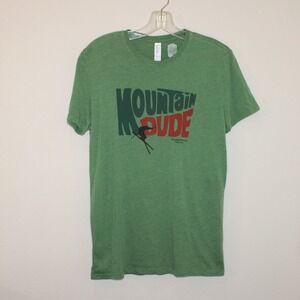 Mountain Dude mens small skier t-shirt Green Brundage Mountain McCall Idaho